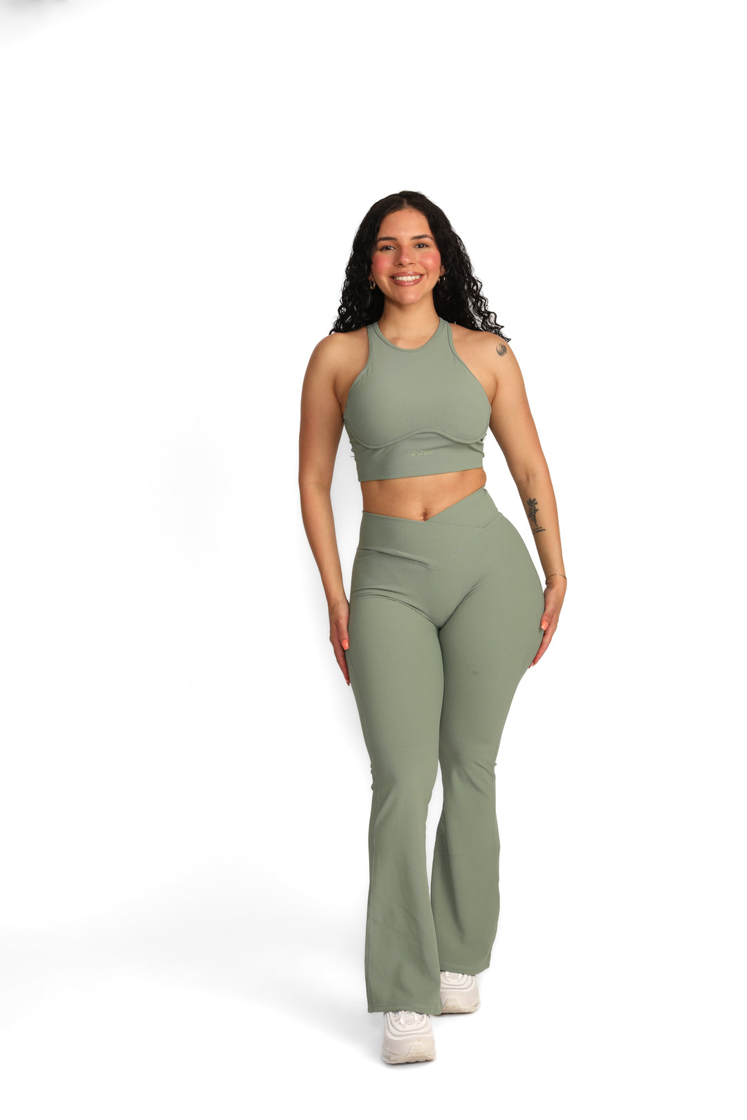 Green Ribbed Flare Set