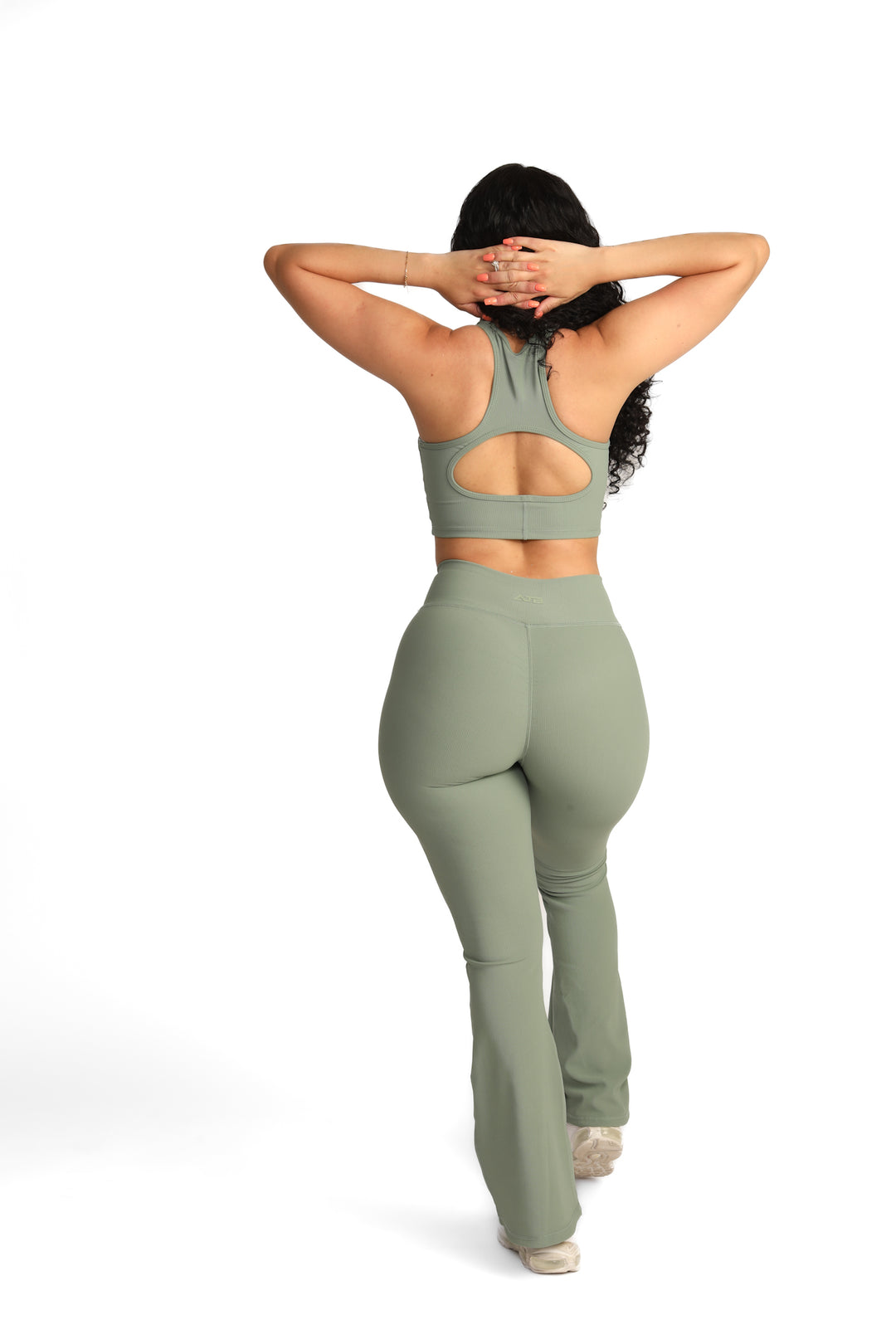 Green Ribbed Flare Set