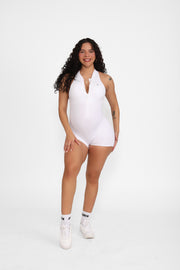 White Zip Up Rompers