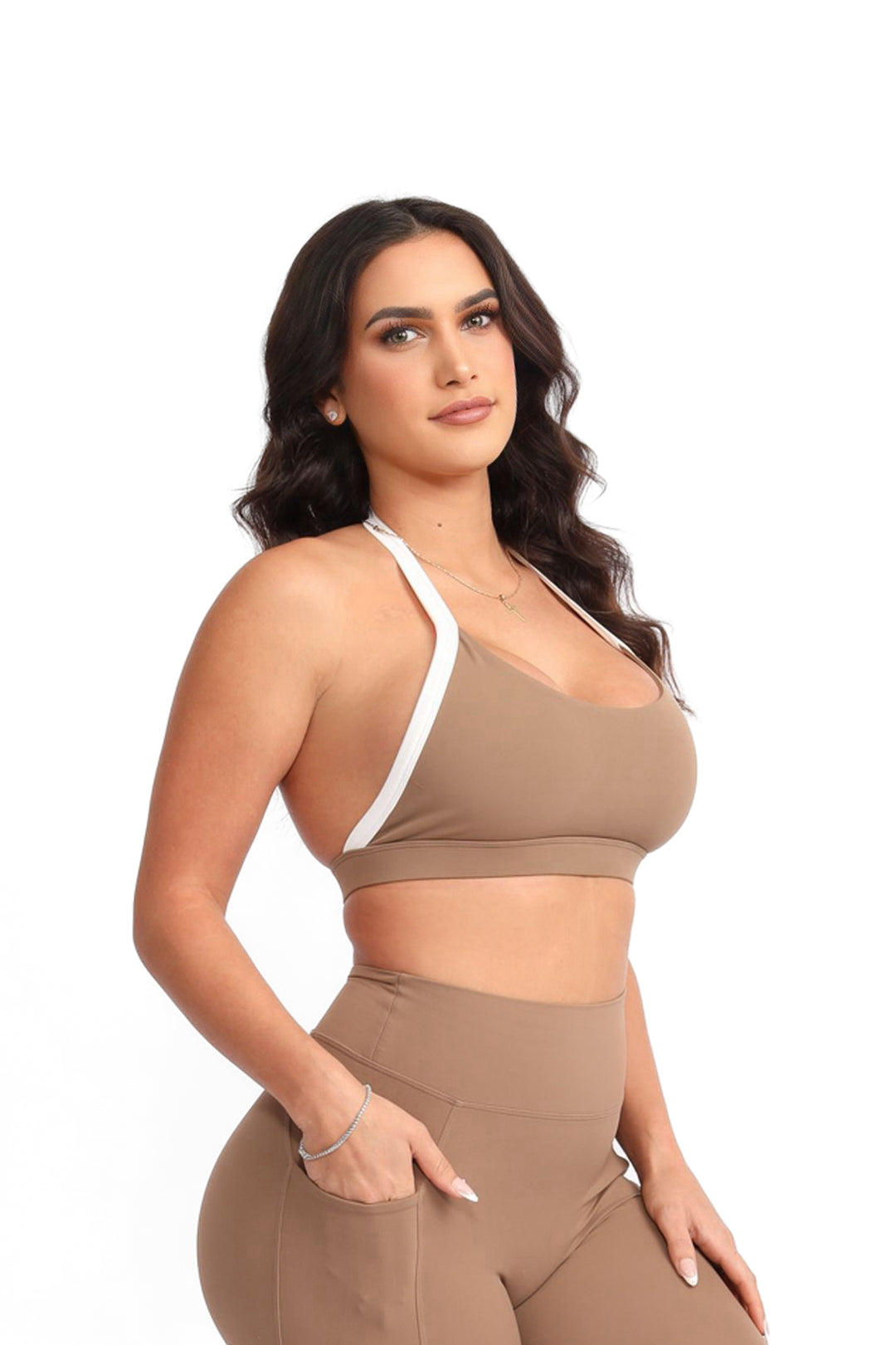 Brown Outline Sports Bra