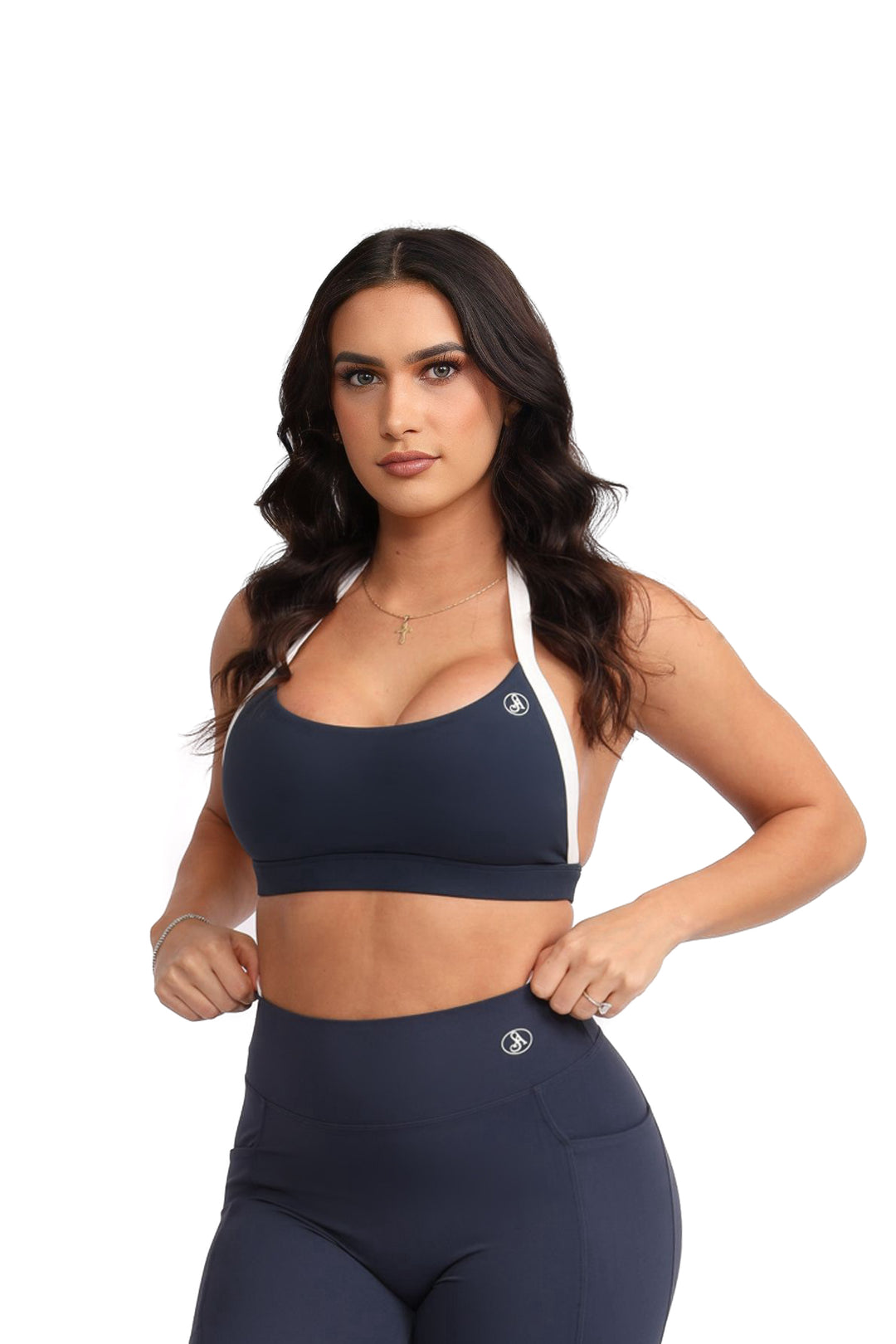 Navy Outline Sports Bra