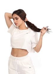 White Oversized Cropped Top