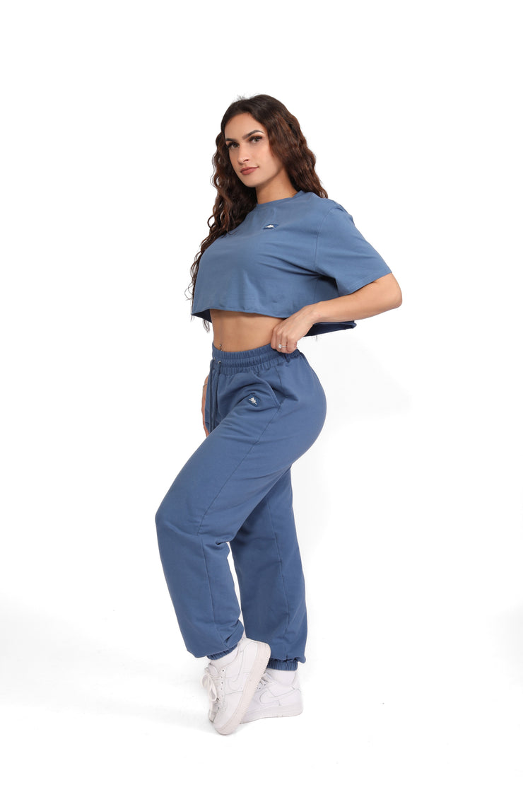 Blue Oversized Cropped Top