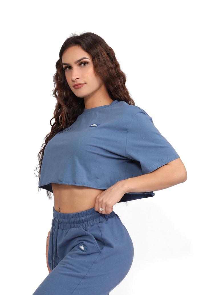 Blue Oversized Cropped Top