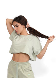Green Oversized Cropped Top