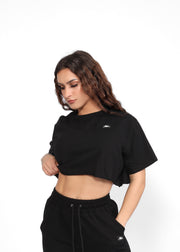 Black Oversized Cropped Top