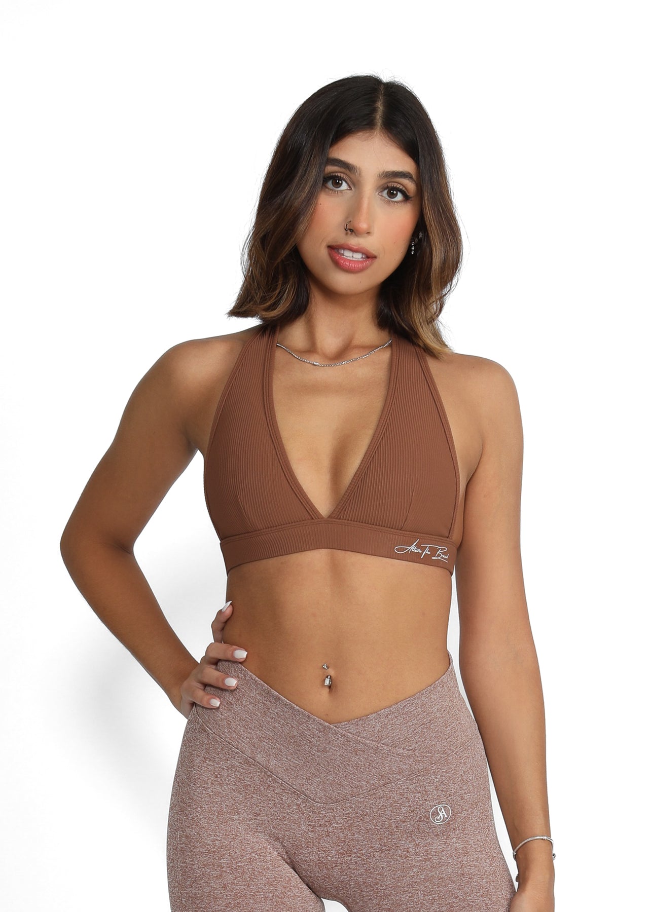 sunzel sport bra women's size medium brown pullover stretch activewear  training
