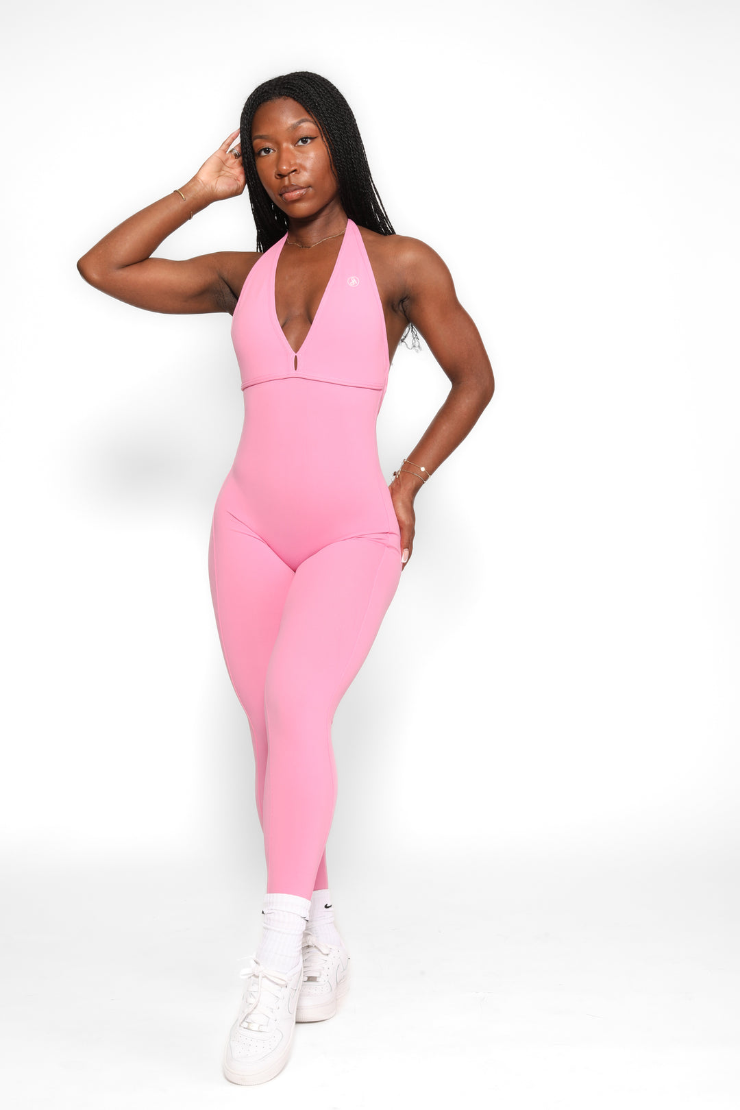Pink V Back Jumpsuit