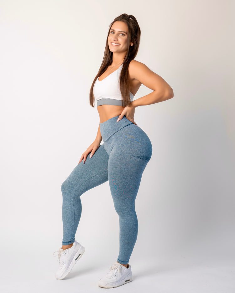 Powder Blue Ruched Leggings High Waisted and Booty Enhancing - House Of  Peach ® UK